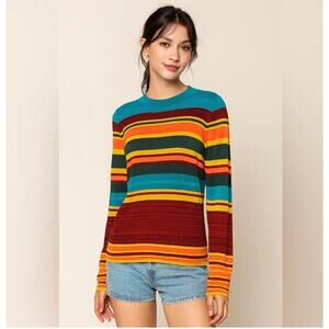 Free People Stripe lightweight multicolor Sweater